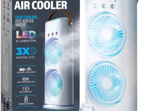 4000mAh Double Ended Spray Fan, Cold Air Fan, 2025 New 3 Gears USB Rechargeable Oscillating fan with LED Light Cooler Fan, Touch & Remote Control, 280ml Water Tank, Ice Filling Fan (White)