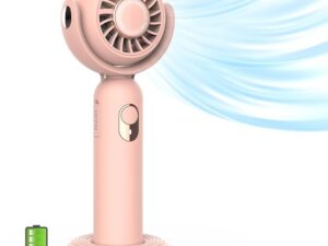 Mini Portable Fan, 2000 mAh Rechargeable USB Small Desk Fan, Handheld Fan with 130° Adjustable Tilt Angle, Quiet Personal Cooling Fan for Women, Makeup, Office, Travel, Outdoor Pink