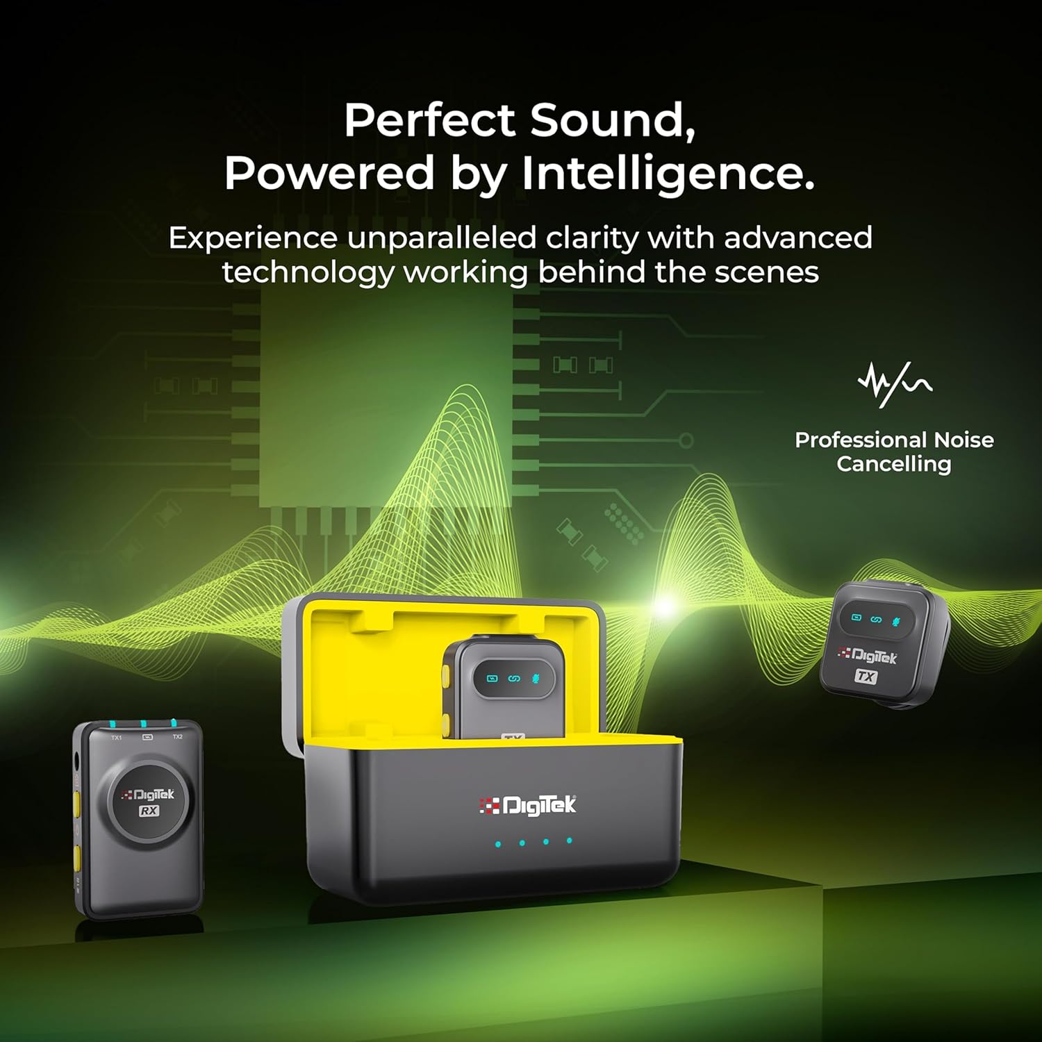 Digitek® DWM-118 Wireless Microphone, 50m Range, Noise Reduction, 7Hr Battery, Plug & Play, C-to-C & C-to-LTC Converter, iOS/Android/DSLR Compatible - for Vlogging/Interview/Video Shooting