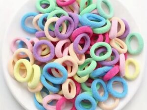 Seeotwo Baby Hair Ties for Girls and Kids Soft Premium Cotton Mini Hair Elastic Rubber Bands Stretchable No Damage Non-Slip Small Ponytail Holder Tiny Hairband (Pastel) (Pack of 100)