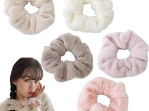 5 pcs Fur rubber bands large fur Microfiber towel scrunchiesfor winter for girls Soft velvet ties Hair bands for scrunchies set accessories wedding scrunchies for women