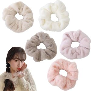 5 pcs Fur rubber bands large fur Microfiber towel scrunchiesfor winter for girls Soft velvet ties Hair bands for scrunchies set accessories wedding scrunchies for women