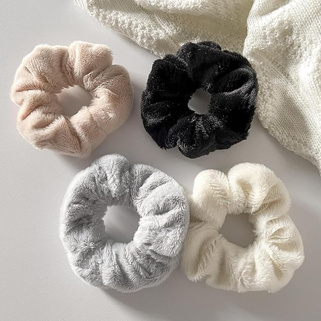 5 pcs Fur rubber bands large fur Microfiber towel scrunchiesfor winter for girls Soft velvet ties Hair bands for scrunchies set accessories wedding scrunchies for women
