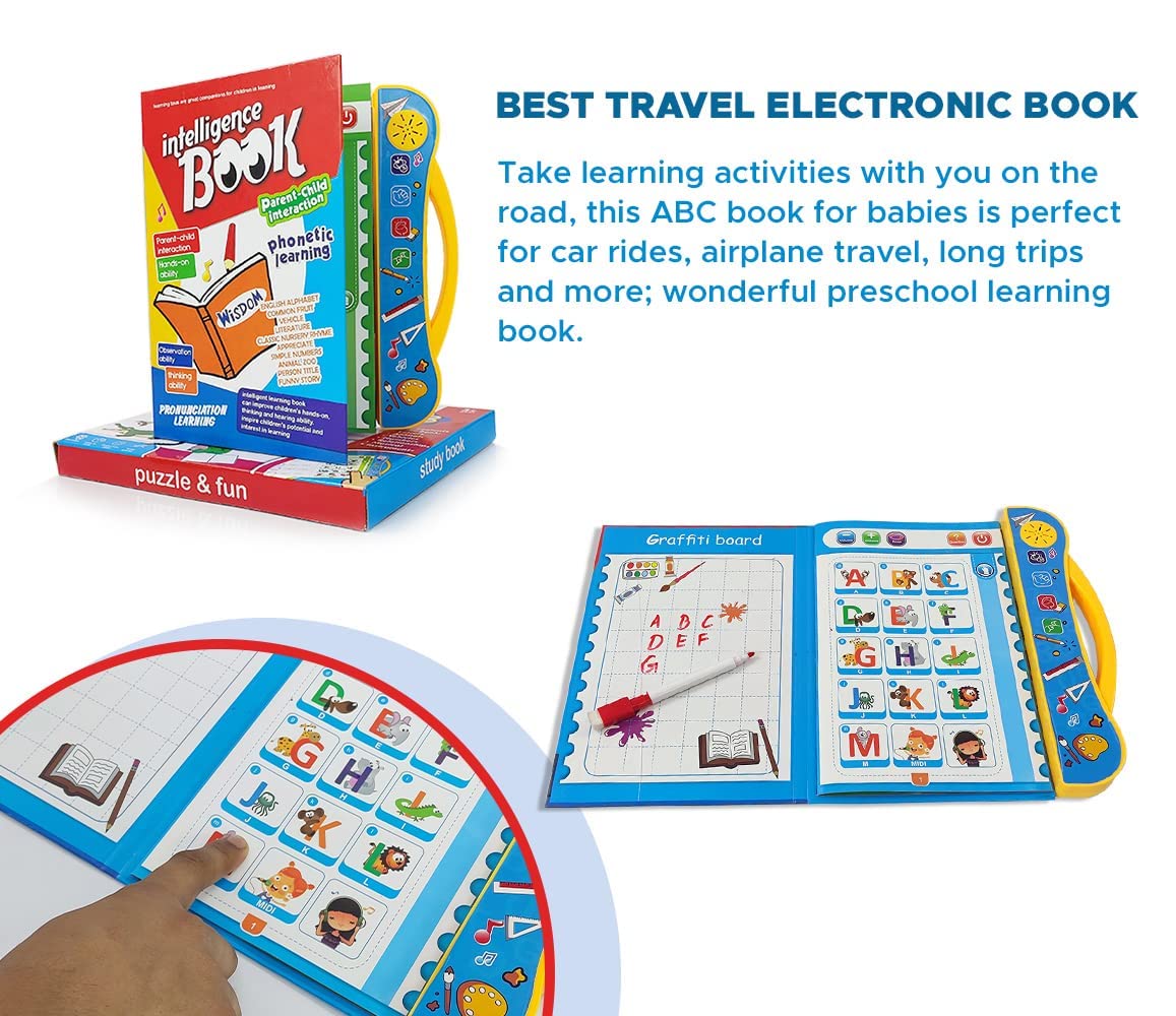 Intelligence Book Sound Book for Children, English Letters & Words Learning Book, Phonetic Learning Book, Fun Educational Toys. Numbers, Shapes Learning Book for Kids - Multicolor